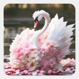 Märchenschwan Quadratischer Aufkleber