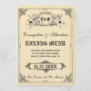 Märchenstorybook-Hochzeits-Menü-Karten Menükarte