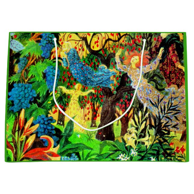 Märchenvolk im Wald Große Geschenktüte (Vorderseite)