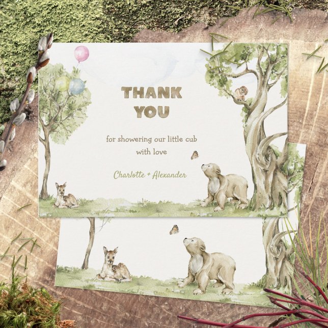 Märchenwald Bärchen Wartet Dankeskarte (Storybook Woodland Bearly Wait Thank You Card ©Susanne Sachers - Sunny Mind 🌞)
