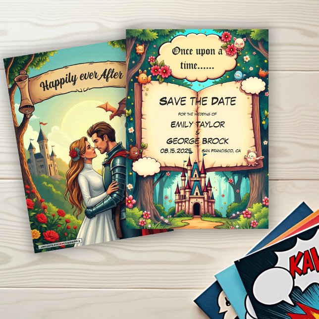 Märchenwald-Wald-Schloss-Feengeschichte-Hochzeit Save The Date (Von Creator hochgeladen)