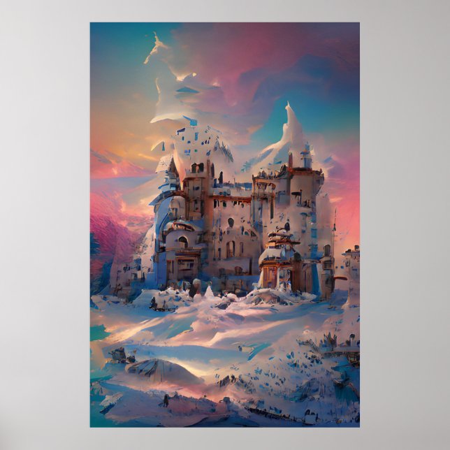 Märchenwelt, Winterschloss, Schneeschloss, Weihnac Poster (Vorne)