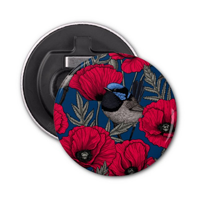 Märchenwren und Mohn Flaschenöffner (Vorderseite)