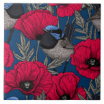 Märchenwren und Mohn Fliese<br><div class="desc">Märchen und Mohnchen, nahtlos gezeichnet Muster auf Illustrator.</div>