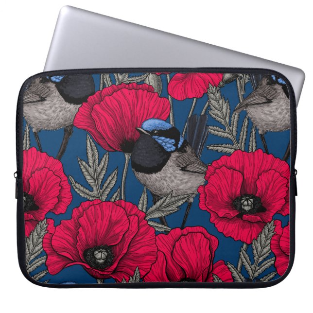 Märchenwren und Mohn Laptopschutzhülle (Vorderseite)