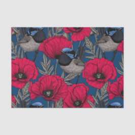 Märchenwren und Mohn Seidenpapier