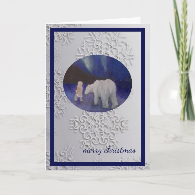 Marcher avec une carte de Noël d'ours polaire (Devant)