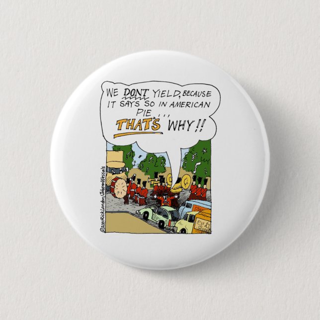 Marching Band bringt funny Offbeat Cartoon Geschen Button (Vorderseite)
