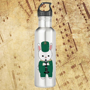 Marching Band Clarinet Rabbit Green Gold Edelstahlflasche