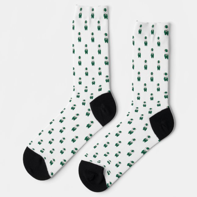 Marching Band Clarinet Rabbit Green Gold Socken (Linkes Detail)