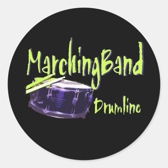 Marching Band Drumline Runder Aufkleber (Vorderseite)