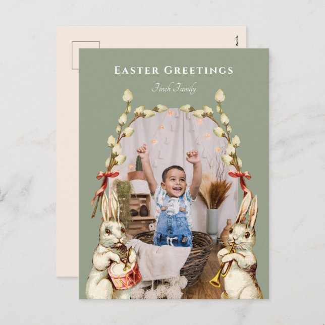 Marching Band Happy Easter Foto Postkarte (Vorne/Hinten)