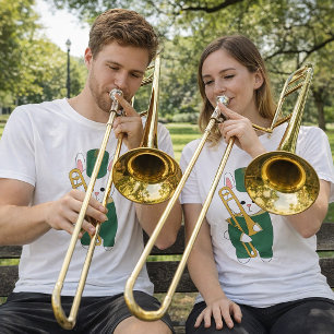 Marching Band Hase Kaninchen Posaune Grün Gold T-Shirt