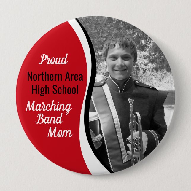 Marching Band Mama Red Black Button (Vorderseite)