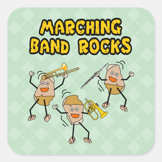 Marching Band Rocks Quadratischer Aufkleber (Vorderseite)