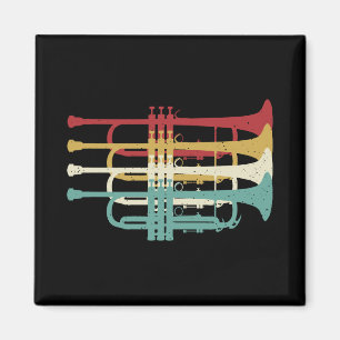 Marching Band Trumpet Player Retro Design Magnet