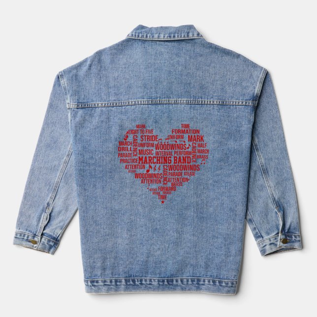 Marching Band Word Cloud Tshirt - Red Jeansjacke (Rückseite)