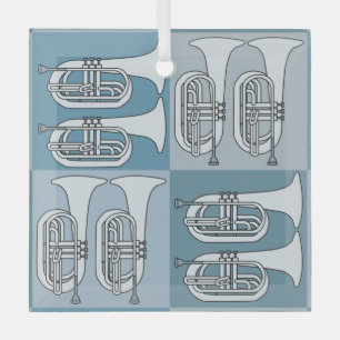 Marching Baritone Crosshatch Ornament Aus Glas