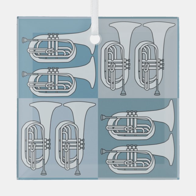 Marching Baritone Crosshatch Ornament Aus Glas (Vorderseite)