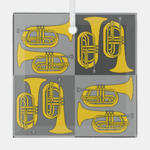 Marching Baritone Crosshatch Ornament Aus Glas