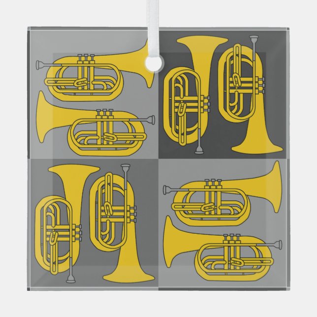 Marching Baritone Crosshatch Ornament Aus Glas (Vorderseite)