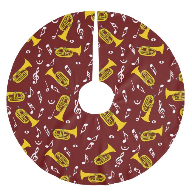 *Marching Baritone Musiknoten Polyester Weihnachtsbaumdecke (Vorderseite)