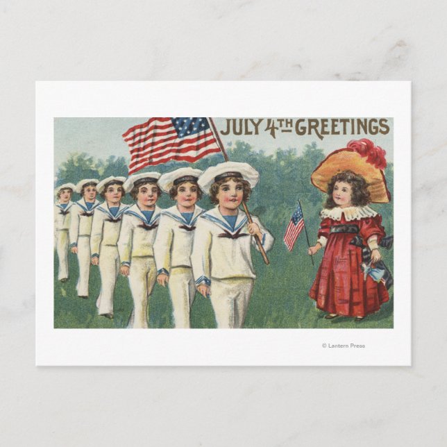 Marching Boys als Matrosen verkleidet Postkarte (Vorderseite)