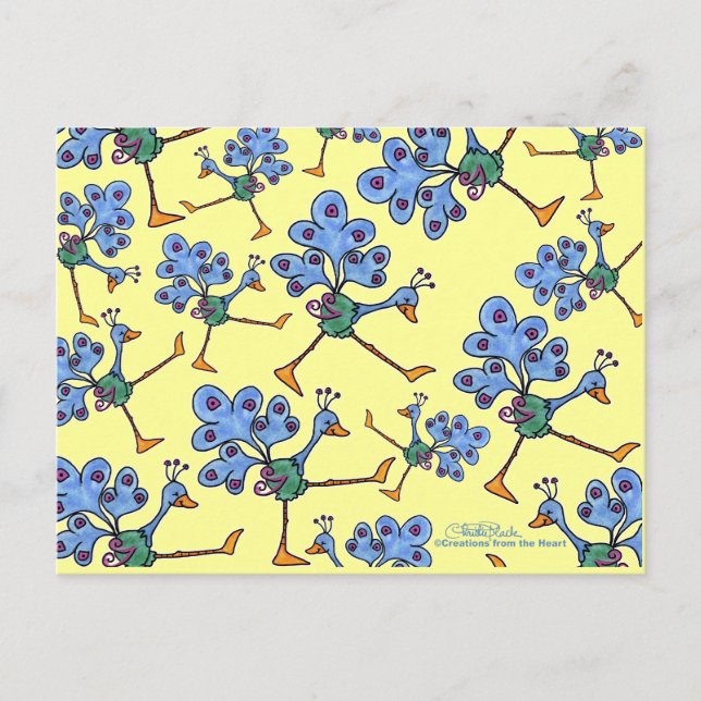 Marching Peacock Collage Postkarte (Vorderseite)