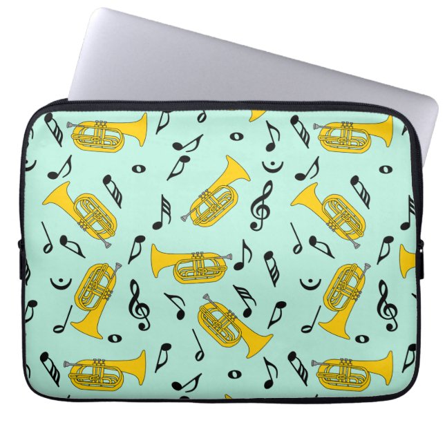 Marching von Baritone Musiknotens Bass Clefs Laptopschutzhülle (Vorderseite)