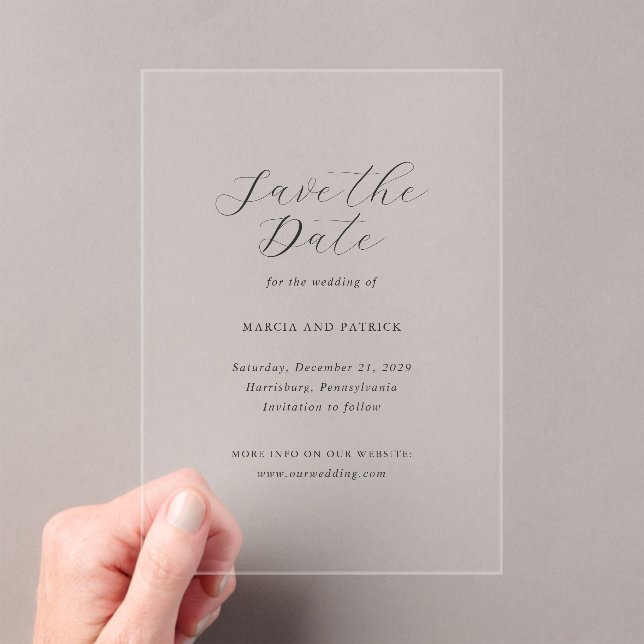 Marcia Classic Elegant Wedding Save the Date Acryleinladungen (Insitu (Handheld))