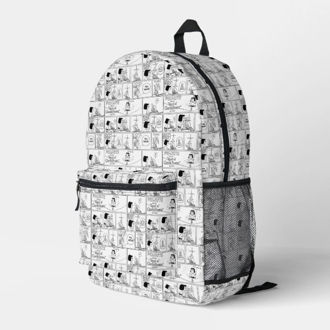 Marcie & Peppermint Patty im Klassenzimmer Bedruckter Rucksack (Rückseitige Ecke Rechts)