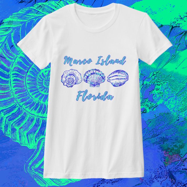 Marco Island Florida Hübsch Ocean Blue Seashells T-Shirt (Von Creator hochgeladen)