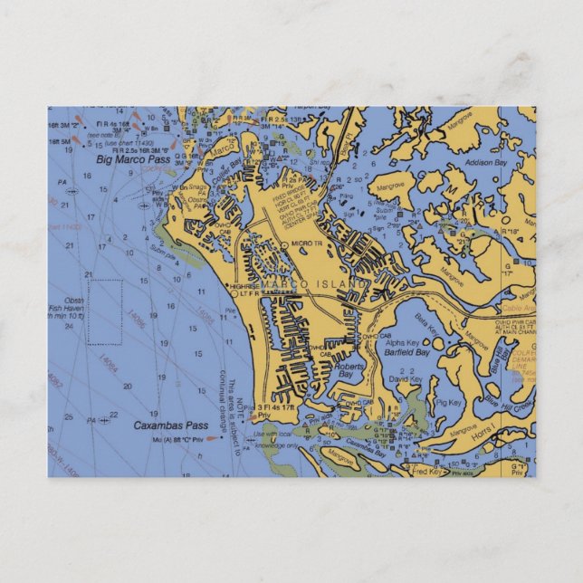 Marco Island, Florida Seekarte Postkarte (Vorderseite)
