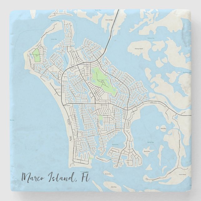 Marco Island Karte Untersetzer (Vorderseite)