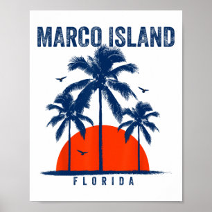 Marco Island Strand Florida Ozean Surfen Surfboard Poster