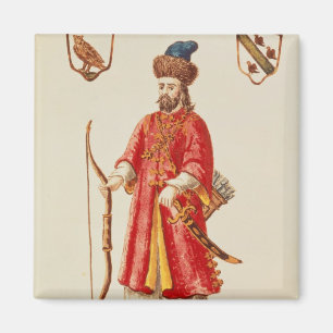 Marco Polo kleidete im Weinsteinkostüm an Magnet