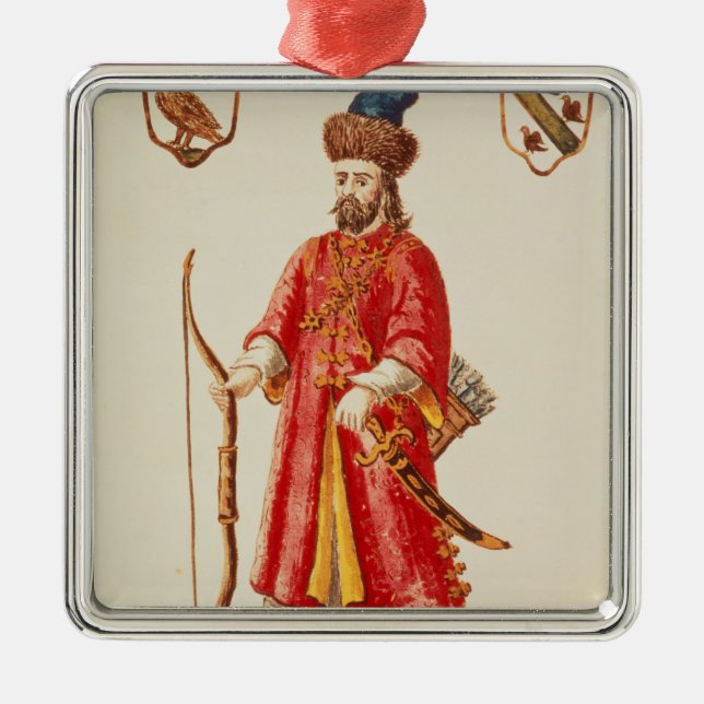 Marco Polo kleidete im Weinsteinkostüm an Ornament Aus Metall (Vorne)