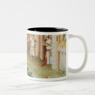 Marco Polo mit dem Elefant- und Kamelankommen Zweifarbige Tasse