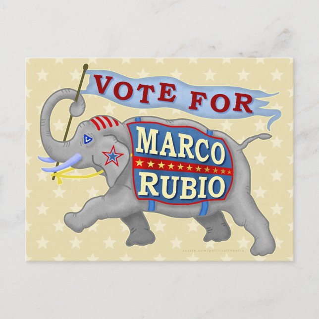 Marco Rubio Präsident 2016 Republikanischer Elefan Postkarte (Vorderseite)
