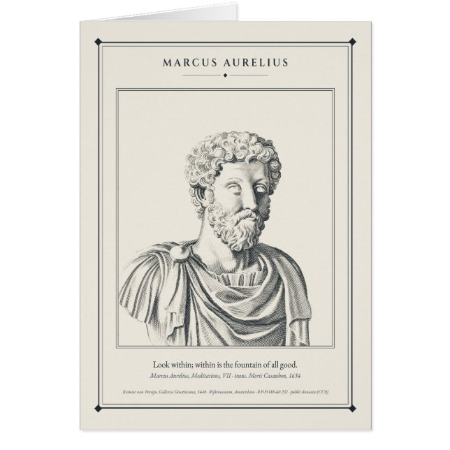 Marcus Aurelius Gravierte Büste Blick in dich hine (Vorne)