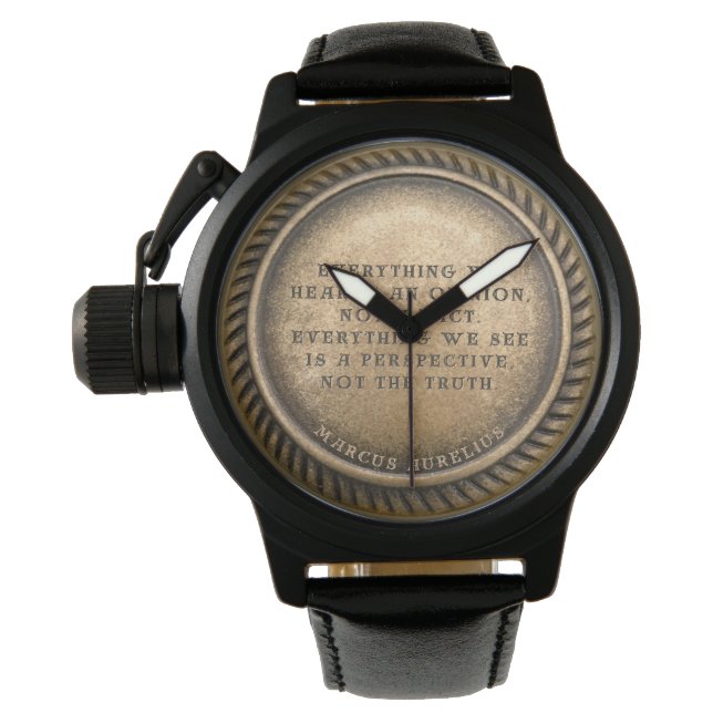 Marcus Aurelius Quote Opinionated Coin Armbanduhr (Vorderseite)