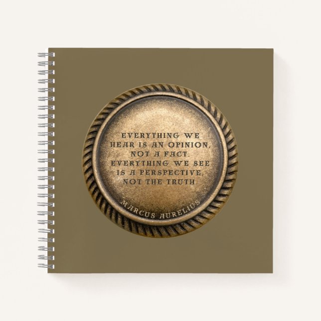 Marcus Aurelius Quote Opinionated Coin Notizbuch (Vorderseite)