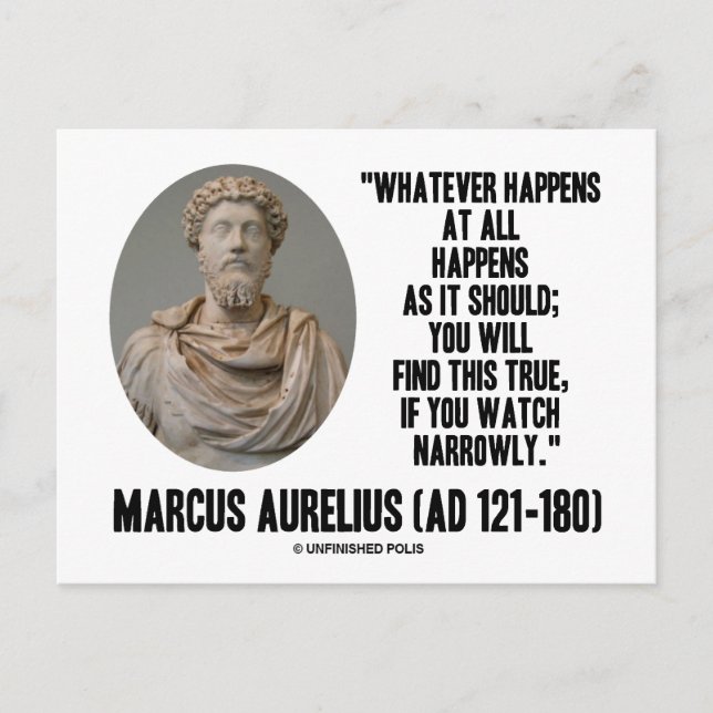 Marcus Aurelius Was auch immer passiert Postkarte (Vorderseite)