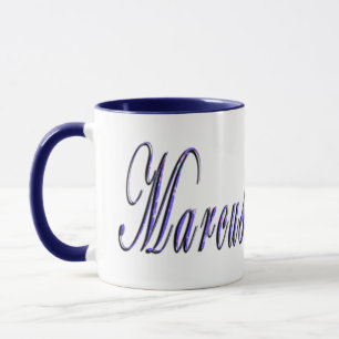 Marcus, Name, Logo, Blue Combo Kaffee Tasse. Tasse