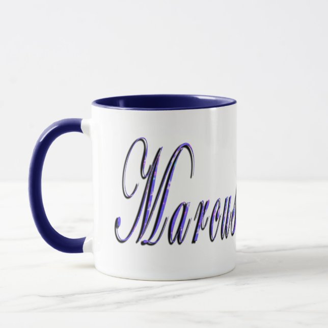 Marcus, Name, Logo, Blue Combo Kaffee Tasse. Tasse (Links)