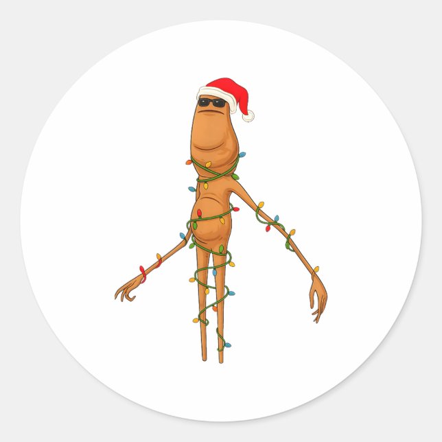 Marcus The Worm, Funny Christmas Lights  Runder Aufkleber (Vorderseite)