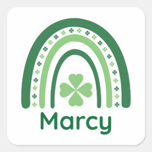 Marcy Name Clover Boho Rainbow Quadratischer Aufkleber
