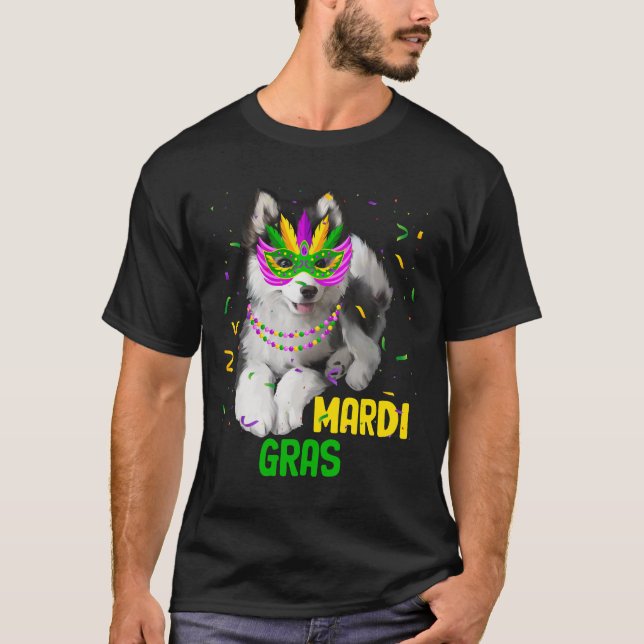 Mardi Grars Husky Mardi Gras Bead Costume Kids T-Shirt (Vorderseite)