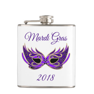 Mardi Gras 2018 Maske Flachmann