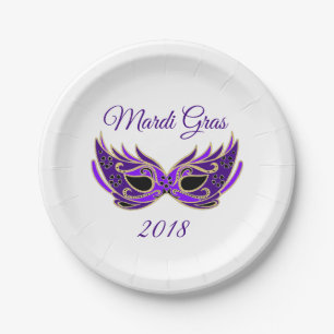 Mardi Gras 2018 Maske Pappteller
